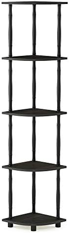 Furinno Turn-N-Tube 5 Tier Corner Display Rack Multipurpose Shelving Unit with Classic Tubes, Espresso/Black (18035EX/BK)