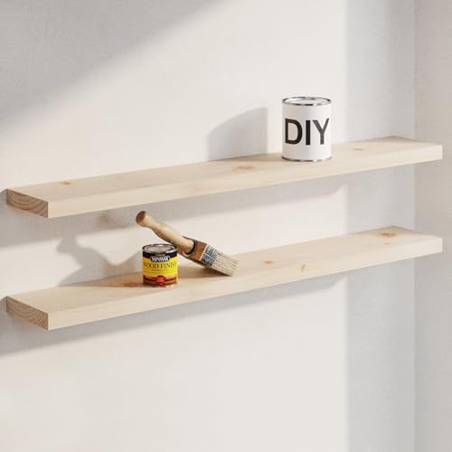 Homeforia 36 Inch DIY Floating Shelves, High-End Solid Pine Wood, Set of 2