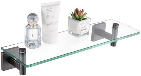 KOKOSIRI Wall Shelves Bathroom Hardware Glass Floating Shelf 12-Inch for Bedroom, Living Room, Kitchen, Hanging Rack Oil Rubbed Bronze B1105ORB-L12