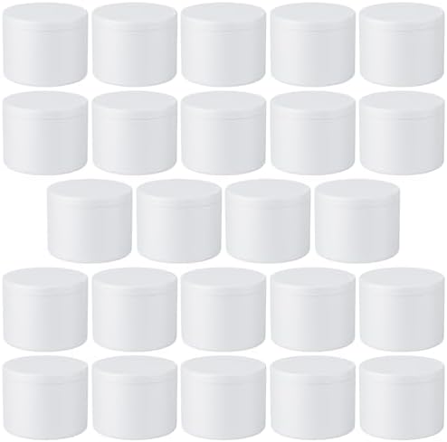Empty Candles Tins 4 oz Candle Jars 24 pcs Candle Containers for Candle Making with Lid (White-4oz)