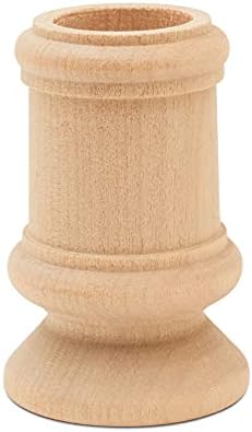 Wooden Candle Cups Classic-Style, 2-1/2 inch with 7/8 inch Taper Candle Hole, Set of 12 Ufinished Candlesticks, by Woodpeckers