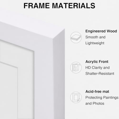 Vittanly 5x7 Picture Frames Set of 5, Wall Mount or Tabletop Display, White