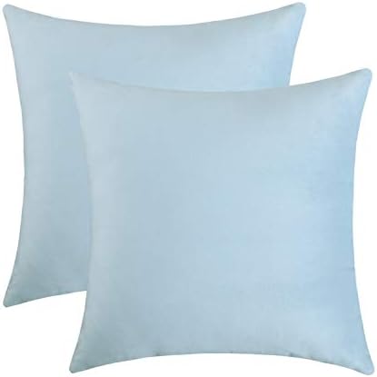 Jeneoo Comfy Soft Velvet Couch Throw Pillow Covers Decorative Solid Square Cushion Cases for Bedroom Sofa Car Decor (Baby Blue, 18 x 18 Inches, 2 Pieces)