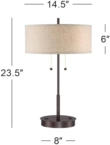 Nikola 23 1/2" High Table Lamp USB and Outlet Bronze Brown Modern