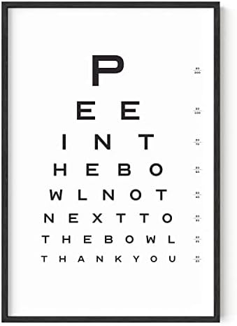 HAUS AND HUES Funny Bathroom Sign – Eye Exam Wall Art, Humorous Bathroom Print, Fun Wall Decor for Guest Bath, Restroom, or Home (24x36, Black Frame)
