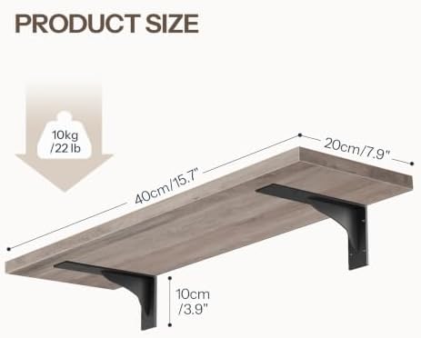 HOOBRO Floating Shelves for Wall, 15.7" Wall Mounted Shelves Set of 2