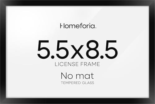 Homeforia 5.5x8.5 Black Business License Frame, High-End Metal, Glass