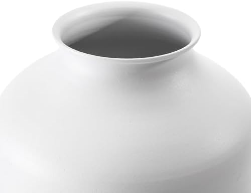 Goaste Metal Matte Flower Vase, White Vase for Flowers, 6.3 Inch Tall Iron Frosted Floral Arranging Vases, Nordic Style Round Boho Vases for Modern Minimalist Home Decor, Wedding, Bookshelf