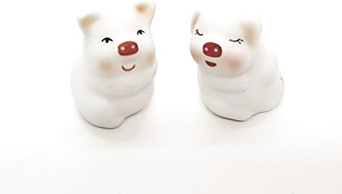 WitnyStore 1" White Red Pig Lover Couple Set Ceramic Figurine Terrarium Decoration Collectible Statue for Adult Collectors Handcrafted Porcelain Ornament Sculpture Home Room Tabletop Decor