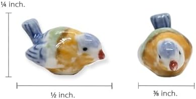 WitnyStore Tiny ½ Inch Multicolor Tit Bird Figurine - Miniature Hand Made Painted Ceramic Birds Aves Colorful Porcelain Feathered Animals Cute Decorative Collectible Figures Home Décor Gifts