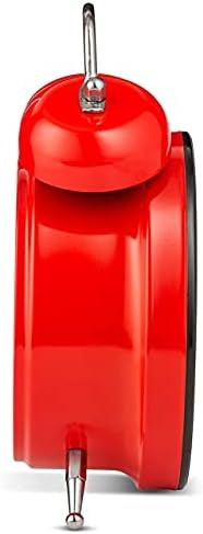 Bernhard Products Analog Alarm Clock 4" Twin Bell Vintage Red Silent Non-Ticking Quartz Battery Operated Extra Loud with Backlight for Bedside Table Desk, Retro Clocks Old Fashioned for Heavy Sleepers