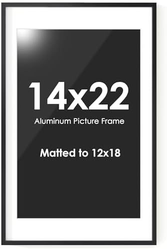 Fun Memories 14x22 Black Picture Frame for Wall, 14x22 Frame with Matted to 12x18, Black Picture Frames for Wall Art Photo and Prints (Black, 1 Pack)