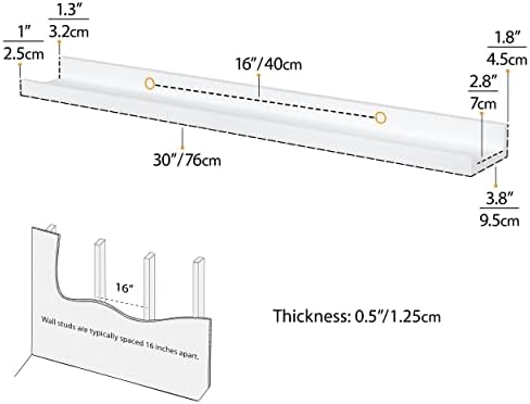 Wallniture Denver Modern Wall Mount Floating Picture Ledge Shelf - Nursery Hanging Bookshelf - 30 Inch White Set of 4 - Mounting Hardware Included