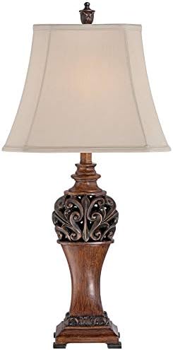 Regency Hill Exeter 30" Large Table Lamps Set of 2 Faux Wood Finish Cottage