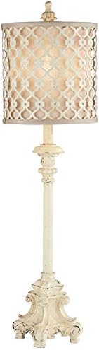 French Candlestick 34" Large Table Lamp Vichelis Ivory Finish White