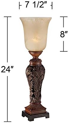 Gianmarco 24" High Table Lamp Double Bronze Brown Leaf Console Alabaster
