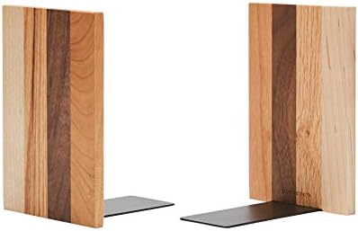 Pandapark Wood Decorative Bookends,Non-Skid Bookend for Shelves,Heavy Duty Bookends,Book Stand for Books/CDs,1 Pair