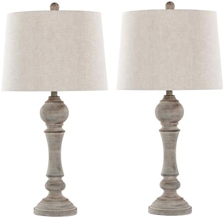 Grandview Gallery Winston 32" Poly Table Lamp Set of 2, Desk Lamp, Bedside Lamps for Night Stands, Nightstand Lamp, Small Lamp, Small Table Lamps for Living Room Set of 2 (Reclaimed Grey Polyresin)