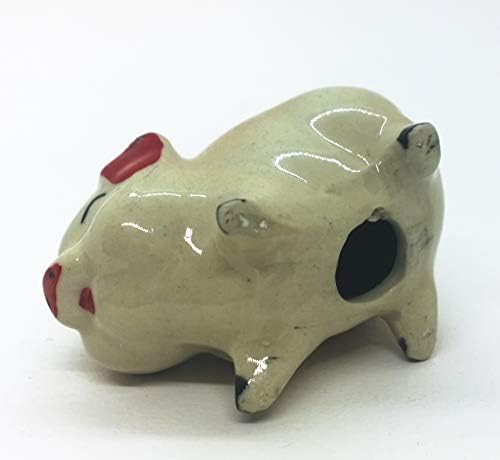 WitnyStore 2½" Brown Red Stand Pig Ceramic Figurine Terrarium Decoration Collectible Statue for Adult Collectors Handcrafted Porcelain Ornament Sculpture Home Room Tabletop Decor