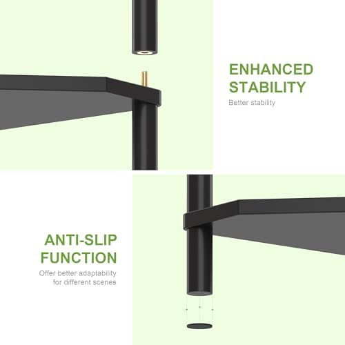 Wisuce Black Small Corner Shelf Stand, 4-Tier Bamboo Corner Bookshelf