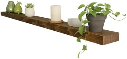 joelsantiques 72 Inch Wooden Floating Shelves for Wall -72x6x2 in -Made of Natural Wood - Long Heavy Duty Rustic Wall Shelves for Bedroom - Laundry Floating Storage, Kitchen Shelf -Medium Brown