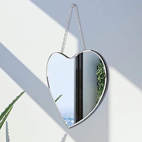 QMDECOR Heart Shaped Mirror with Iron Chain for Wall Decor 12x12 Inch - Wall Hang Real Glass Frameless Decorative Glam Mirror