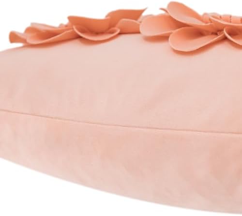 JWH 3D Flower Throw Pillow Cover Peach Pink Velvet 12x20 Inches