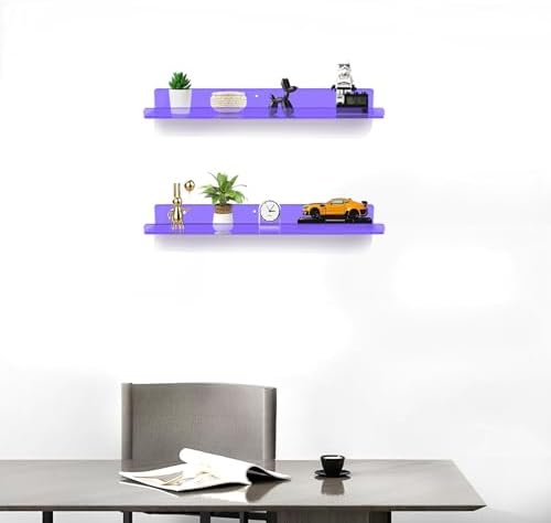 ROYALITA 2-Pack Acrylic Shelves Wall Mounted, 24 Inch Floating Shelves