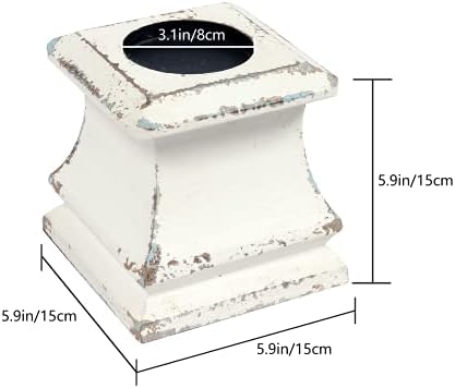 SOFE Handmade Shabby Farmhouse Wooden Pillar Candle Holders, 6 × 6 Inches