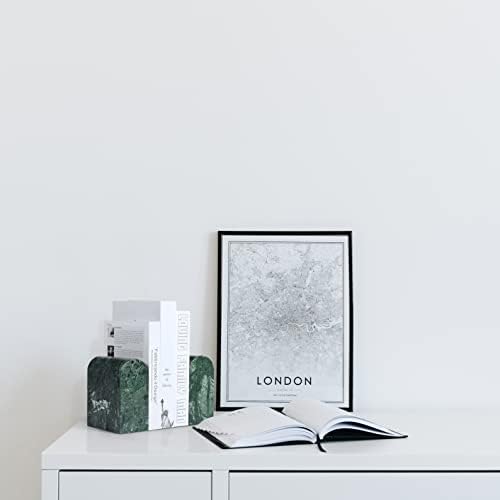 Koville Indian Natural Marble Bookends for Shelves, 13LBS Non-Slip Book Ends, Heavy Duty Marble Book Holders Organizer, Bookshelf Apartment Decor for Movies/CD/Video Games(Indian Green)