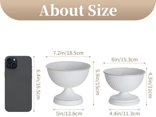 Sziqiqi White Urn Vase for Wedding, Compote Vase for Table, 4.3in, 10Pcs | Tall Floral Holder for Centerpiece Pedestal Bowl Pot, Flower Arrangements for Wedding, Party, Birthday, Event, Reception