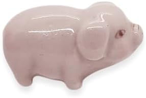 WitnyStore Tiny ¾ Inch Long Pink Standing Pig Figurine - Miniature Hand Made Painted Ceramic Pigs Swine Hog Piglet Livestock Farm Animals Cute Porcelain Decorative Collectible Figurines Décor Gifts