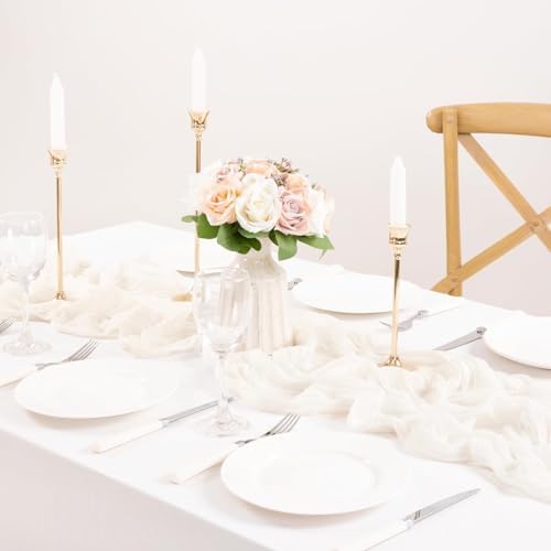 3 Pack Ivory White Cheesecloth Table Runner Rustic Gauze Centerpiece