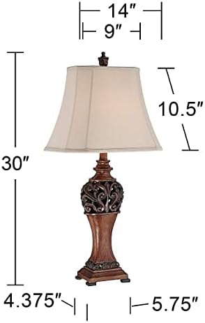Regency Hill Exeter 30" Large Table Lamps Set of 2 Faux Wood Finish Cottage