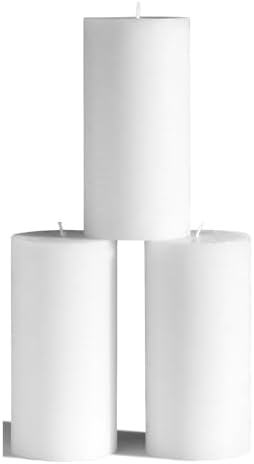 CANDWAX Large Pillar Candles 3x6 Inch – Set of 3 Unscented Dripless White Candles, Rustic Decorative Style for Weddings, Valentines, Home Decor