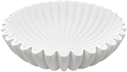 YMXYJM Large Decorative Bowl, Modern Handicraft Bowls for Home Decor, Decorative Fruit Bowl for Kitchen Counter, Ruffle Bowl Decor, Stylish Key Bowl for Entry Table, White