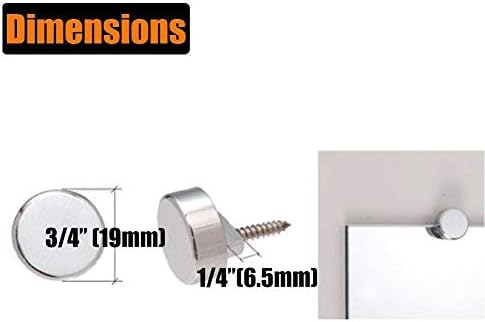4Pcs Zinc Alloy Mirror Floating Glass Clip Set- Wall Mounted Mirrors Bracket/Clip -Bathroom Mirrors Supporting Sheet Nail Dresser Mirror Fixed Fitting (Round)