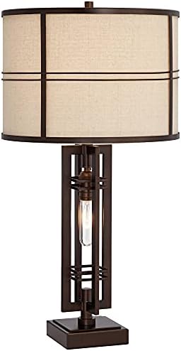 Trenton 28" Tall Table Lamp Night Light Dimmer and USB Charging Port Rustic