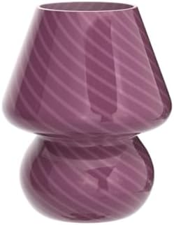 Mushroom Lamp,Glass Mushroom Bedside Table Lamps Purple Translucent Murano Vintage Style Striped Small Nightstand Desklamp Swirl Light for Home Decor, Dining, Living, Bedroom, Gift (Stripe Purple)