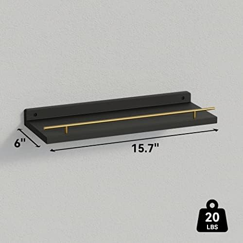WOPITUES Floating Shelves for Wall Decor Set of 3, Black and Gold