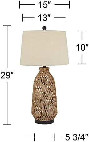 San Carlos 29" Bronze Brown Tall Table Lamp Modern Coastal Rattan Wicker