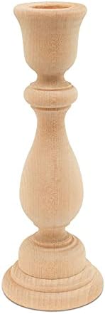 Wood Candle Holders, 6-3/4 Inch Wooden Candlestick Holders with 3/4 Inch Hole, Set of 10 Unfinished Wooden Candle Holders, Farmhouse Rustic Candle Holder for Crafts, Decorating and Painting