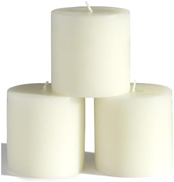CANDWAX 3x3 Pillar Candles Set of 3 - Rustic Unscented No Drip Ivory Candles for Home Decor, Weddings, Centerpieces