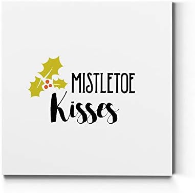 Renditions Gallery Canvas Wall Art for Christmas Decorations Mistletoe Kisses Xmas Romantic Wall Hangings for Bedroom Living Room & Kitchen Decor - 10"X10" LT05