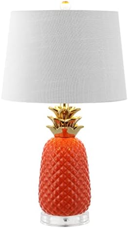 JONATHAN Y Pineapple Ceramic Table Lamp Bedside Nightstand 23", Orange/Gold