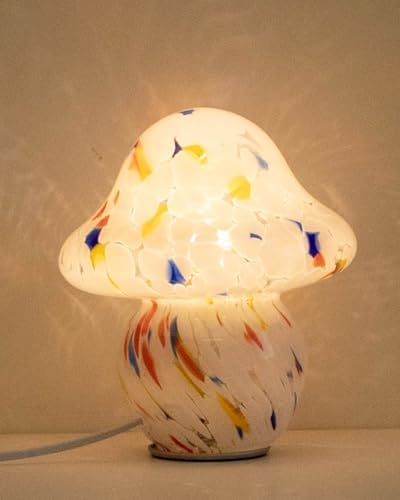 HEQET Mushroom Lamp for Bedroom,Mid Century Modern Lamp for Nightstand, Dimmable Retro Egg Tart Bedside Small Lamps,Unique Home Mushroom Decor Aesthetic Cute Table Lamps for Living Room