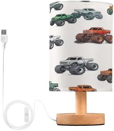 Monster Truck Car Cool LED Table Lamp for Bedroom Bedside Lamp with USB Charging Ports Decor Nightstand for Living Room Reading Dorm Desk Home Office