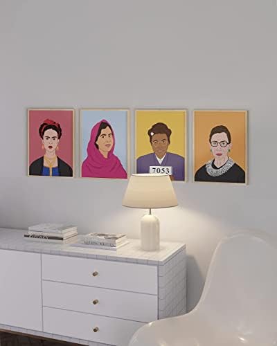 HAUS AND HUES Inspirational Feminist Posters Set of 4 Inspirational Wall Art Posters for Teen Girls Room | Wall Art Prints & Decor for Women | Womens History Month Poster | UNFRAMED (8x10)