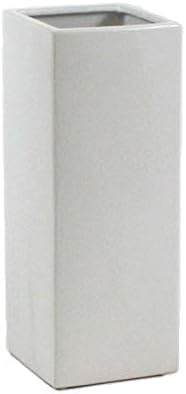 WGV Ceramic Block Vase 5" W x 14" H, (Multiple Size/Color Choices) Matte Tall Square Flower Planter Pot, Accents Home Office Tabletop Decor, Ideal Gifts White 1 Piece (CSB0514WT)