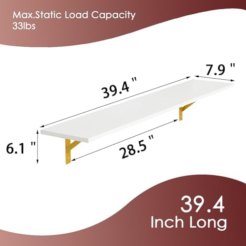 DINZI LVJ Long Wall Shelves, 39.4Inch Wooden Wall Mounted Shelves, Set of 4